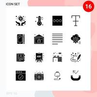 16 Universal Solid Glyphs Set for Web and Mobile Applications birthday huawei menu mobile phone Editable Vector Design Elements