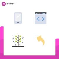 Modern Set of 4 Flat Icons Pictograph of phone celebration android management festive Editable Vector Design Elements