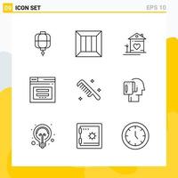 Collection of 9 Universal Line Icons Icon Set for Web and Mobile vector