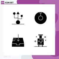 Set of 4 Modern UI Icons Symbols Signs for computers receive hardware zenith luggage Editable Vector Design Elements