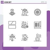 Set of 9 Commercial Outlines pack for management fund circle layout frame Editable Vector Design Elements