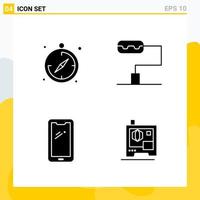 Collection of 4 Universal Solid Icons Icon Set for Web and Mobile vector