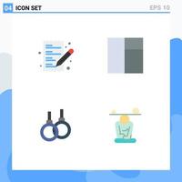 conjunto de 4 paquetes de iconos planos comerciales para comercio electrónico, atención médica, compras, concentración atlética, elementos de diseño vectorial editables vector