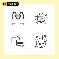 4 Creative Icons for Modern website design and responsive mobile apps 4 Outline Symbols Signs on White Background 4 Icon Pack vector