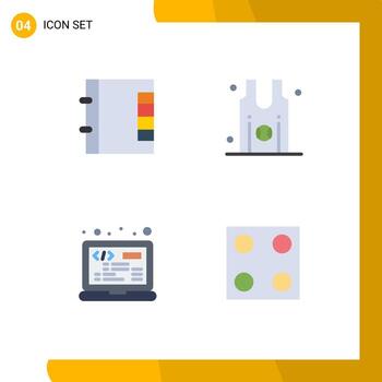 paquete de interfaz de usuario de 4 iconos planos básicos de contactos programación equipo de baloncesto elementos de diseño vectorial electro editables vector