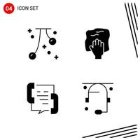 Collection of 4 Vector Icons in solid style Pixle Perfect Glyph Symbols for Web and Mobile Solid Icon Signs on White Background 4 Icons