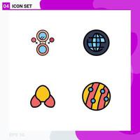 Pack of 4 Modern Filledline Flat Colors Signs and Symbols for Web Print Media such as mirror clothes earth internet dandruff Editable Vector Design Elements
