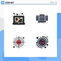 Universal Icon Symbols Group of 4 Modern Filledline Flat Colors of analysis technology data vertical target Editable Vector Design Elements