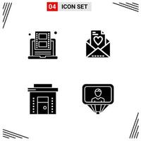 4 Icons Solid Style Grid Based Creative Glyph Symbols for Website Design Simple Solid Icon Signs Isolated on White Background 4 Icon Set vector