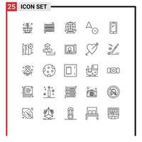 Universal Icon Symbols Group of 25 Modern Lines of iphone mobile globe smart phone cursor Editable Vector Design Elements