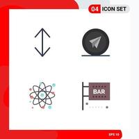 User Interface Pack of 4 Basic Flat Icons of arrow particle airplane paper physics Editable Vector Design Elements