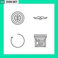 Pack of 4 Line Style Icon Set Outline Symbols for print Creative Signs Isolated on White Background 4 Icon Set vector