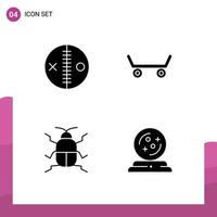 4 User Interface Solid Glyph Pack of modern Signs and Symbols of costume insect puncture sport halloween Editable Vector Design Elements
