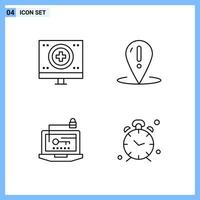 4 Icons Line style Creative Outline Symbols Black Line Icon Sign Isolated on White Background vector