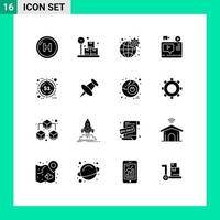 Group of 16 Solid Glyphs Signs and Symbols for discount youtube gear blog video Editable Vector Design Elements