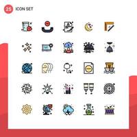 Filled line Flat Color Pack of 25 Universal Symbols of repair construction report ruler love Editable Vector Design Elements