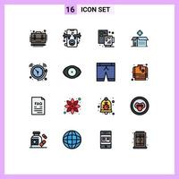 conjunto de 16 iconos de interfaz de usuario modernos símbolos signos para producto de campana caja abierta creativa producto abierto elementos de diseño de vector creativo editable