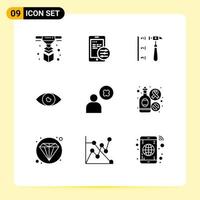 Pictogram Set of 9 Simple Solid Glyphs of delete user mobile erroneously eye basic Editable Vector Design Elements