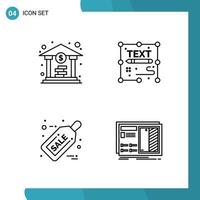 Vector Pack of 4 Outline Symbols Line Style Icon Set on White Background for Web and Mobile