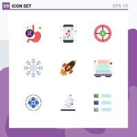 Universal Icon Symbols Group of 9 Modern Flat Colors of weather flake smart phone cold marketing Editable Vector Design Elements