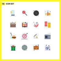 Universal Icon Symbols Group of 16 Modern Flat Colors of case bag cd pencil creative Editable Pack of Creative Vector Design Elements