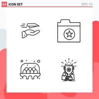 Collection of 4 Vector Icons in Line style Modern Outline Symbols for Web and Mobile Line Icon Sign Isolated on White Background 4 Icons