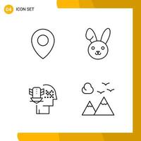 4 Icon Set Line Style Icon Pack Outline Symbols isolated on White Backgound for Responsive Website Designing vector