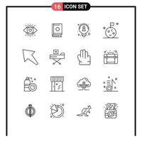 Pictogram Set of 16 Simple Outlines of up arrow star space flag Editable Vector Design Elements