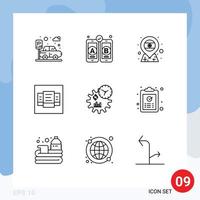 Mobile Interface Outline Set of 9 Pictograms of clipboard management flag engineering table Editable Vector Design Elements