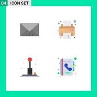 Mobile Interface Flat Icon Set of 4 Pictograms of interface play device arcade address Editable Vector Design Elements