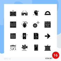 conjunto de 16 iconos de interfaz de usuario modernos signos de símbolos para elementos de diseño de vector editables de papel de construcción de cabeza de medida de escala