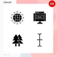 Vector Pack of 4 Icons in Solid Style Creative Glyph Pack isolated on White Background for Web and Mobile