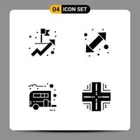 Solid Glyph Pack of 4 Universal Symbols of achievement caravan arrow up down computing Editable Vector Design Elements