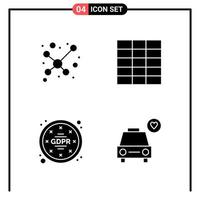 Set of 4 Solid Style Icons for web and mobile Glyph Symbols for print Solid Icon Signs Isolated on White Background 4 Icon Set vector