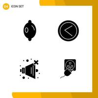 4 Icon Set Solid Style Icon Pack Glyph Symbols isolated on White Backgound for Responsive Website Designing vector