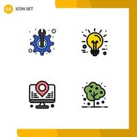 Stock Vector Icon Pack of 4 Line Signs and Symbols for maintenance internet fix innovation map Editable Vector Design Elements