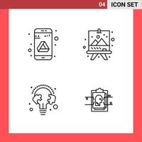 4 Icon Pack Line Style Outline Symbols on White Background Simple Signs for general designing vector