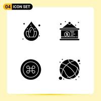 Solid Glyph Pack of 4 Universal Symbols of water grenadine board dollar sign basketball Editable Vector Design Elements