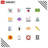 Modern Set of 16 Flat Colors and symbols such as account football identity field rate Editable Pack of Creative Vector Design Elements