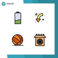 Set of 4 Commercial Filledline Flat Colors pack for battery down energy arrows basket Editable Vector Design Elements