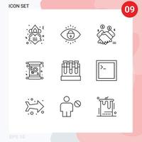 User Interface Pack of 9 Basic Outlines of women female hand day selling Editable Vector Design Elements