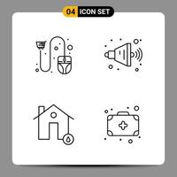 4 Black Icon Pack Outline Symbols Signs for Responsive designs on white background 4 Icons Set vector