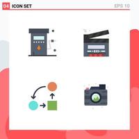 Set of 4 Commercial Flat Icons pack for energy multimedia power cut office Editable Vector Design Elements