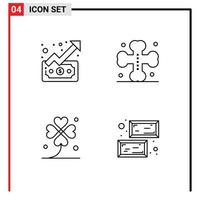 Modern Set of 4 Filledline Flat Colors Pictograph of graph four money grave irish Editable Vector Design Elements