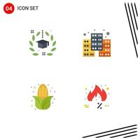 Set of 4 Commercial Flat Icons pack for degree corn graduation economy friday Editable Vector Design Elements