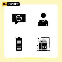 4 Creative Icons for Modern website design and responsive mobile apps 4 Glyph Symbols Signs on White Background 4 Icon Pack vector