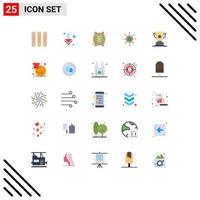 Stock Vector Icon Pack of 25 Line Signs and Symbols for trophy arrow flour sack dart focus Editable Vector Design Elements
