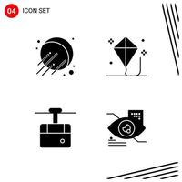 Collection of 4 Vector Icons in solid style Pixle Perfect Glyph Symbols for Web and Mobile Solid Icon Signs on White Background 4 Icons