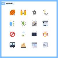 conjunto de pictogramas de 16 colores planos simples de habilidades de tweet de lista de verificación personal esquí paquete editable de elementos creativos de diseño de vectores