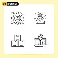 4 iconos creativos para el diseño moderno de sitios web y aplicaciones móviles receptivas 4 símbolos de contorno signos sobre fondo blanco paquete de 4 iconos vector